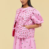 BOW-TIE REVERSIBLE QUILTED VEST - ROSES
