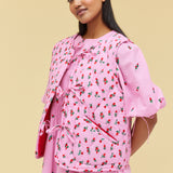 BOW-TIE REVERSIBLE QUILTED VEST - ROSES