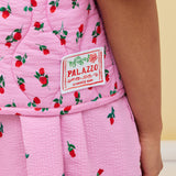 BOW-TIE REVERSIBLE QUILTED VEST - ROSES