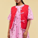 BOW-TIE REVERSIBLE QUILTED VEST - ROSES