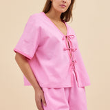DAISY TIE TOP - PEONY