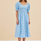 DAPHNE DRESS - BLUE ROSES