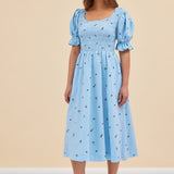 DAPHNE DRESS - BLUE ROSES