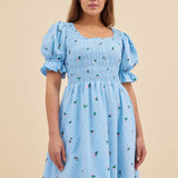 DAPHNE DRESS - BLUE ROSES
