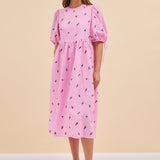 LONG ROSSO DRESS - ROSES
