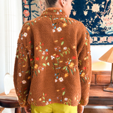 EMBROIDERED FLEECE JACKET - CHOCOLATE GARDEN