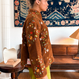 EMBROIDERED FLEECE JACKET - CHOCOLATE GARDEN