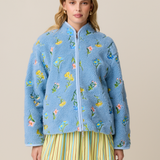 EMBROIDERED FLEECE JACKET - BLOSSOM CERULEAN