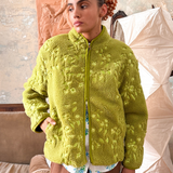 EMBROIDERED FLEECE JACKET - MATCHA GARDEN