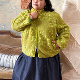 EMBROIDERED FLEECE JACKET - MATCHA GARDEN
