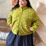 EMBROIDERED FLEECE JACKET - MATCHA GARDEN