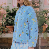 EMBROIDERED FLEECE JACKET - BLOSSOM CERULEAN