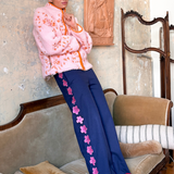COLUMN PANT - BLUEBERRY FLOWER