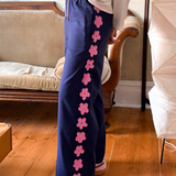 COLUMN PANT - BLUEBERRY FLOWER