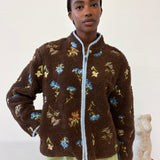 EMBROIDERED FLEECE JACKET - BLOSSOM ESPRESSO