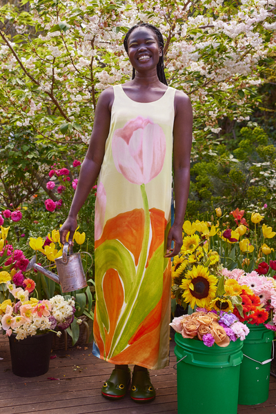 SILK SEEDLING DRESS - MACRO TULIP – Variety Hour Studio