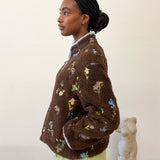 EMBROIDERED FLEECE JACKET - BLOSSOM ESPRESSO