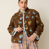 Embroidered Fleece Jacket - Blossom Espresso