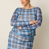 Clover Mesh Top - Pony Plaid