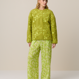 EMBROIDERED FLEECE SWEATER - MATCHA GARDEN