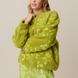 EMBROIDERED FLEECE SWEATER - MATCHA GARDEN