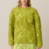 EMBROIDERED FLEECE SWEATER - MATCHA GARDEN