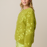 EMBROIDERED FLEECE SWEATER - MATCHA GARDEN