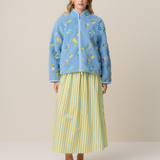 EMBROIDERED FLEECE JACKET - BLOSSOM CERULEAN