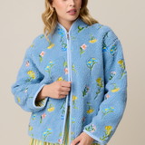 EMBROIDERED FLEECE JACKET - BLOSSOM CERULEAN