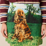 Margo Mini Skirt - Needlepoint Spaniel (Presale)