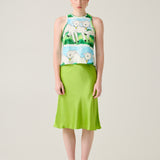 Silk Bias Skirt - Lime