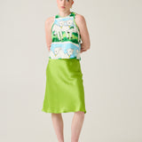 Silk Bias Skirt - Lime