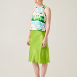 Silk Bias Skirt - Lime