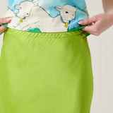 Silk Bias Skirt - Lime