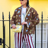 Embroidered Fleece Jacket - Blossom Espresso