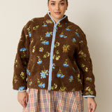 Embroidered Fleece Jacket - Blossom Espresso