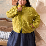EMBROIDERED FLEECE JACKET - MATCHA GARDEN