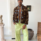 EMBROIDERED FLEECE JACKET - BLOSSOM ESPRESSO