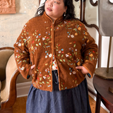 EMBROIDERED FLEECE JACKET - CHOCOLATE GARDEN