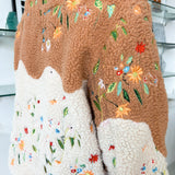 EMBROIDERED FLEECE HALF ZIP SWEATER - GARDEN PATCHWORK (PRE SALE)