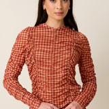 Juny Mesh Top - Maple Gingham