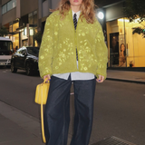 EMBROIDERED FLEECE JACKET - MATCHA GARDEN