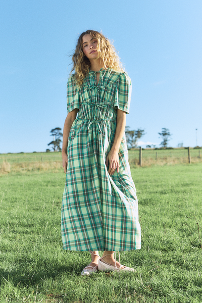 ワンピース Layered Checked Knit Dress yuri 8_cd9b9fd3-cec9-4210-a648-