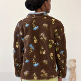 EMBROIDERED FLEECE JACKET - BLOSSOM ESPRESSO