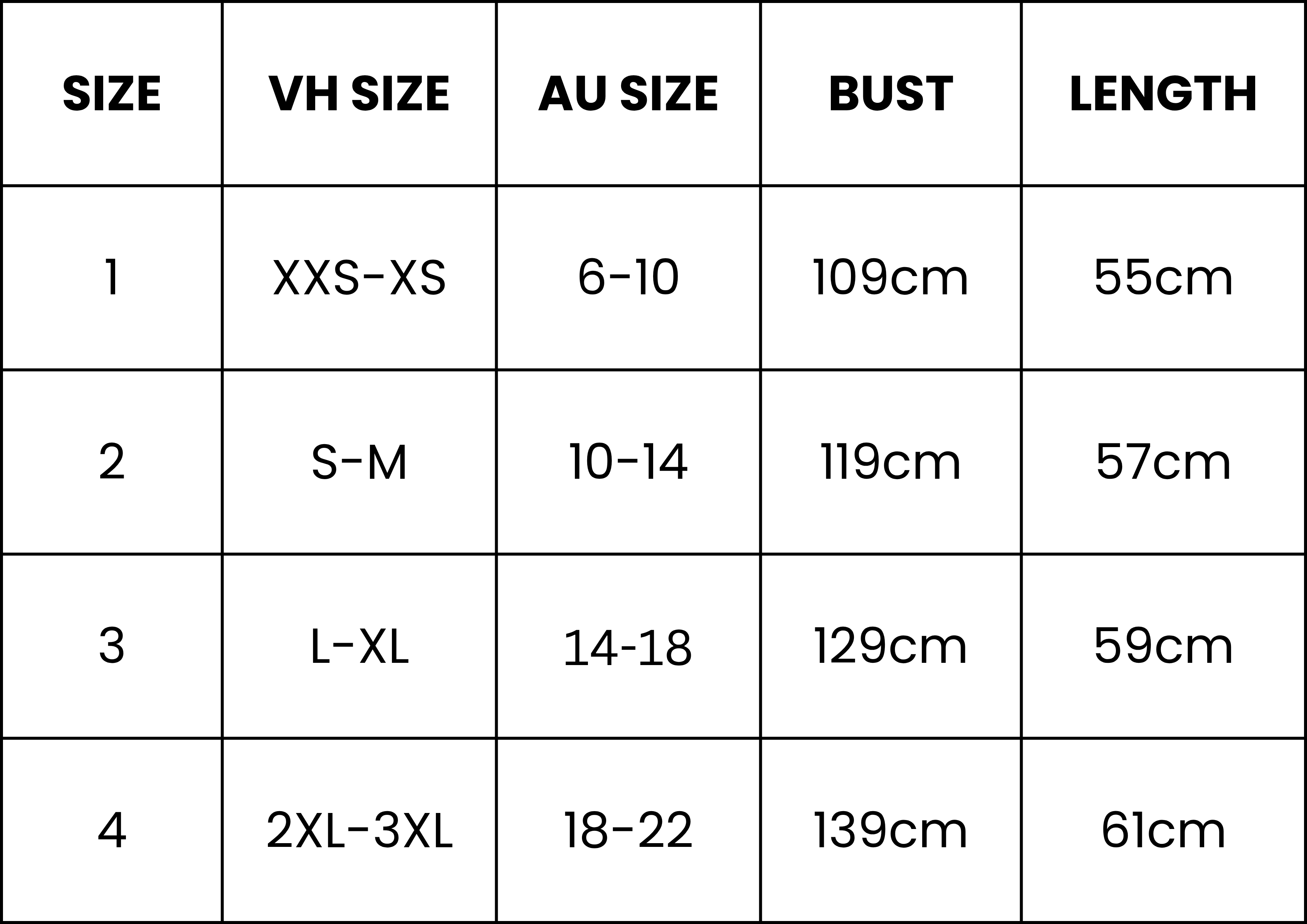 Size Guide (cm)