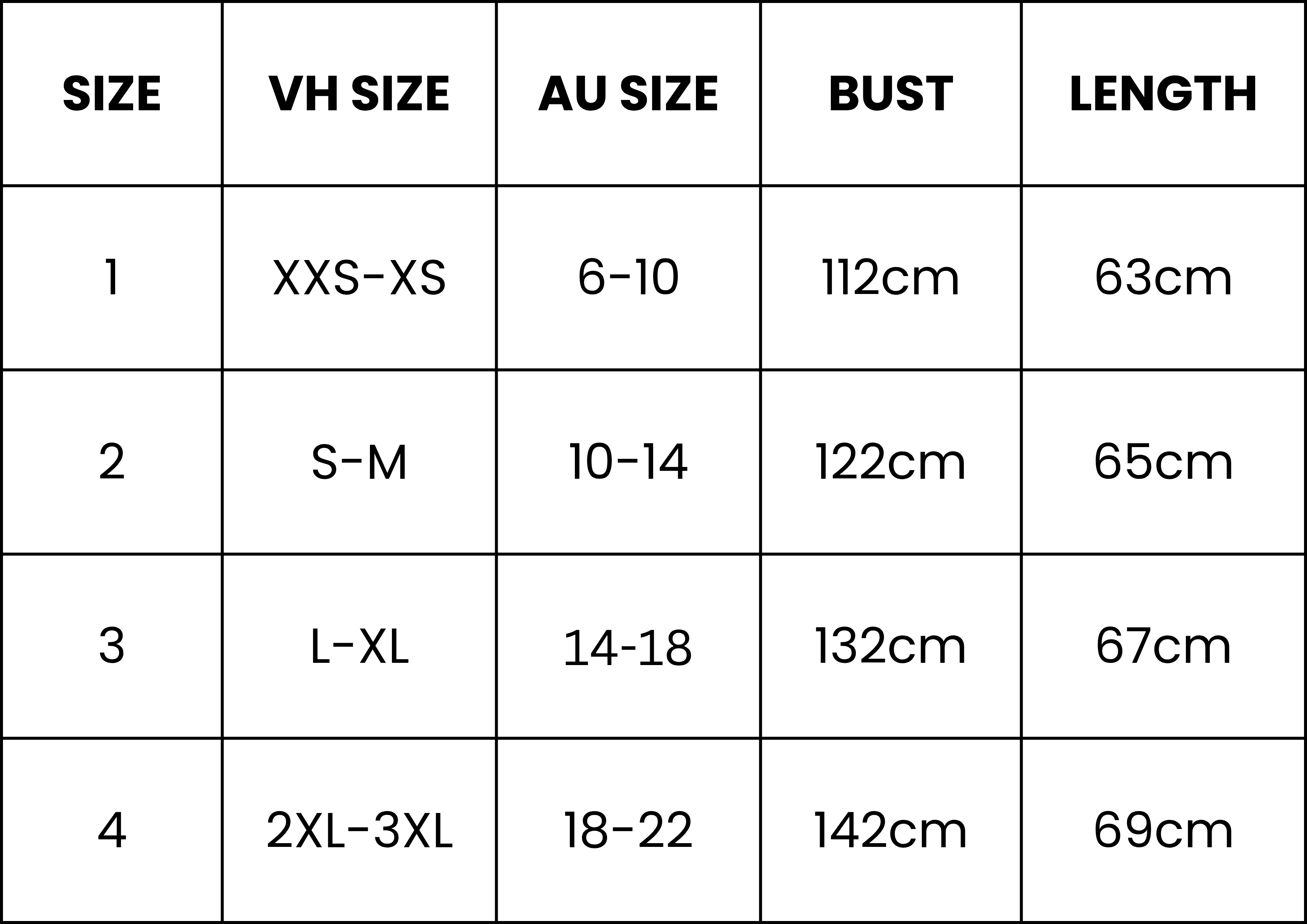 Size Guide (cm)