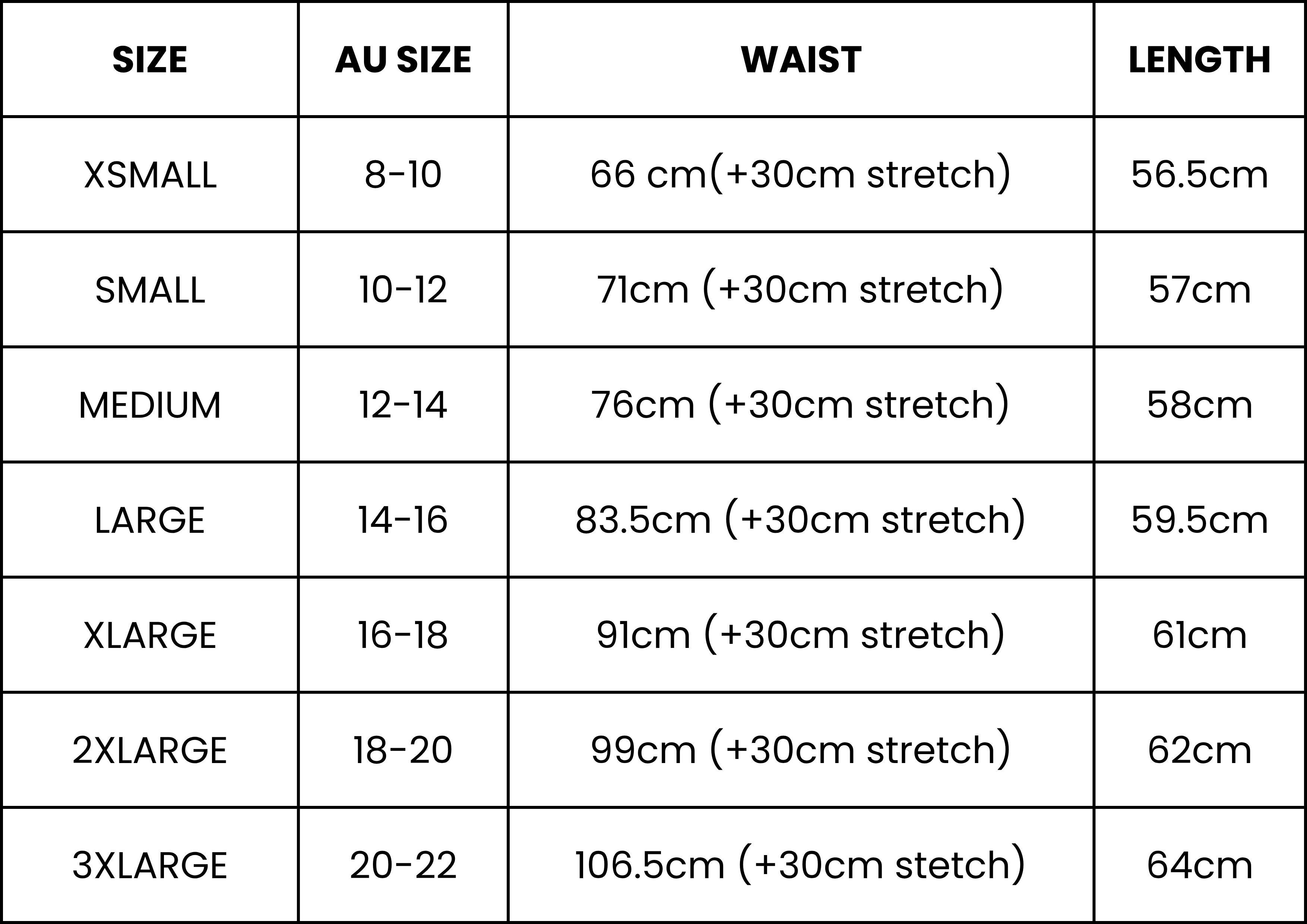 Size Guide (cm)