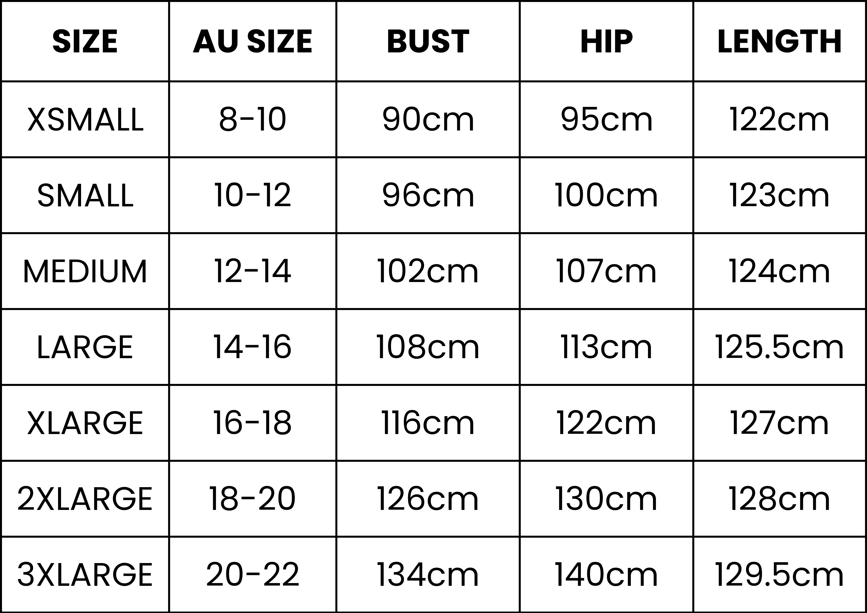 Size Guide (cm)