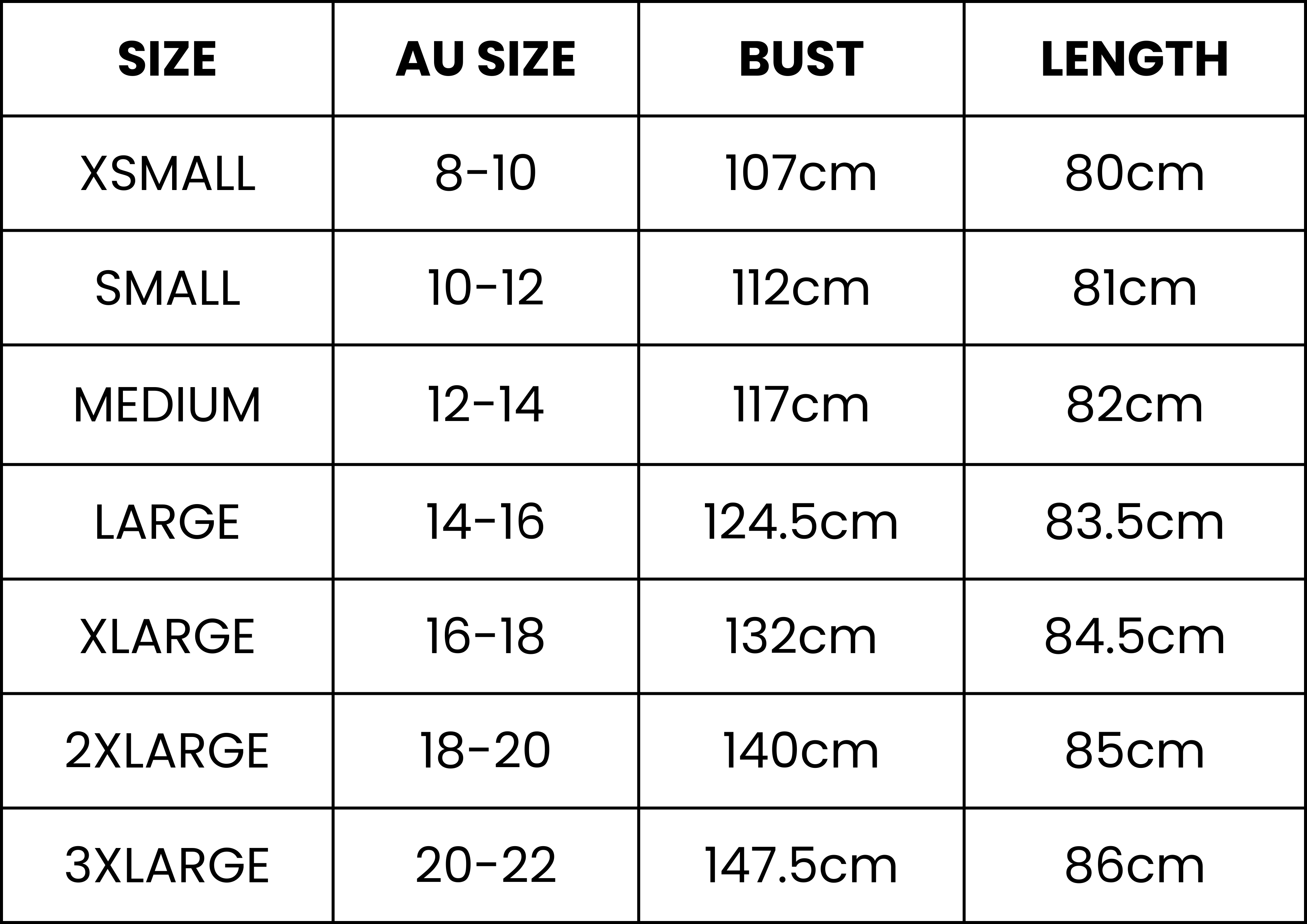 Size Guide (cm)