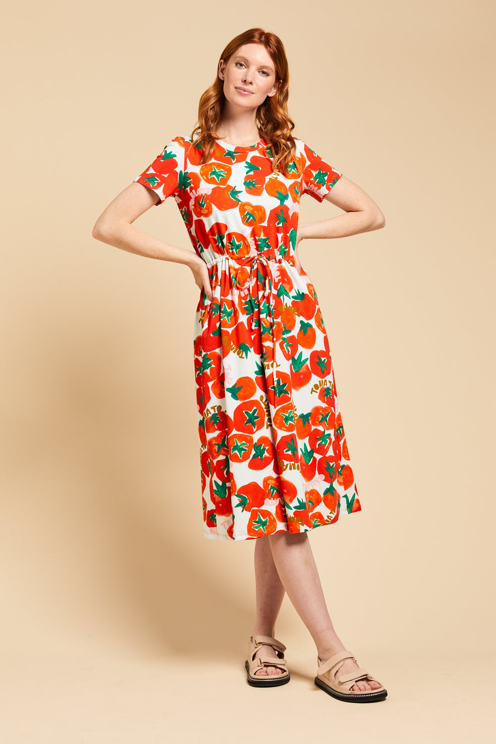 tomato dress Women's Cream/tomatoes Twist-Detail Printed Dress